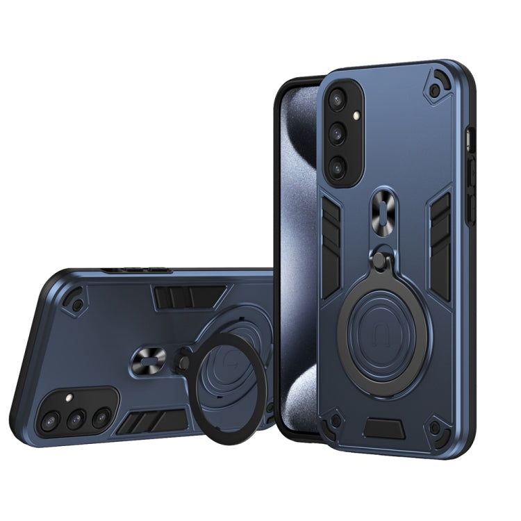 For Samsung Galaxy S25 5G Metal Ring 360 Degree Rotating Holder PC Hybrid TPU Phone Case(Navy Blue) - Galaxy S25 5G Cases by PMC TechLife | Online Shopping South Africa | PMC TechLife | Buy Now Pay Later Mobicred
