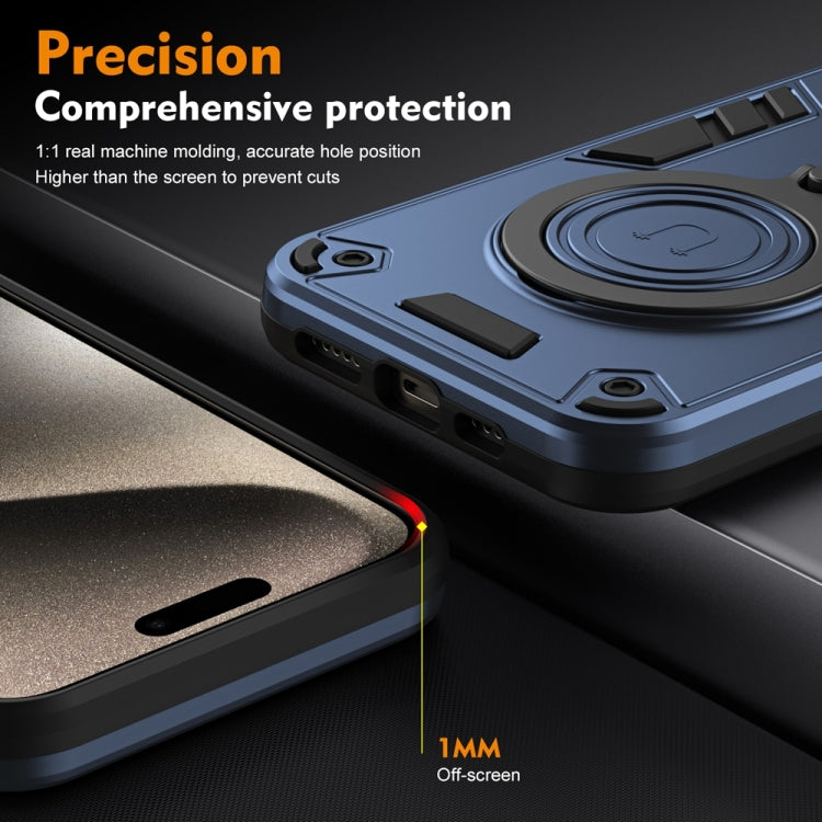 For Samsung Galaxy S25 5G Metal Ring 360 Degree Rotating Holder PC Hybrid TPU Phone Case(Navy Blue) - Galaxy S25 5G Cases by PMC TechLife | Online Shopping South Africa | PMC TechLife | Buy Now Pay Later Mobicred