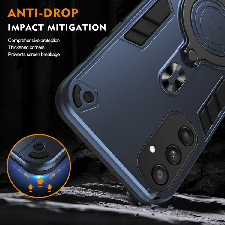 For Samsung Galaxy S25 5G Metal Ring 360 Degree Rotating Holder PC Hybrid TPU Phone Case(Navy Blue) - Galaxy S25 5G Cases by PMC TechLife | Online Shopping South Africa | PMC TechLife | Buy Now Pay Later Mobicred