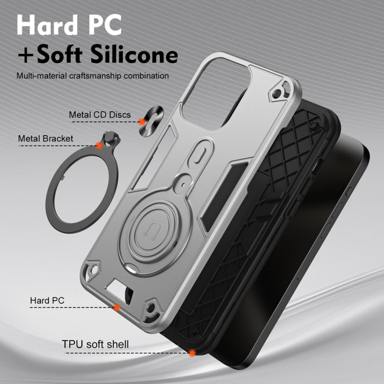 For Samsung Galaxy S25 5G Metal Ring 360 Degree Rotating Holder PC Hybrid TPU Phone Case(Silver Grey) - Galaxy S25 5G Cases by PMC TechLife | Online Shopping South Africa | PMC TechLife | Buy Now Pay Later Mobicred