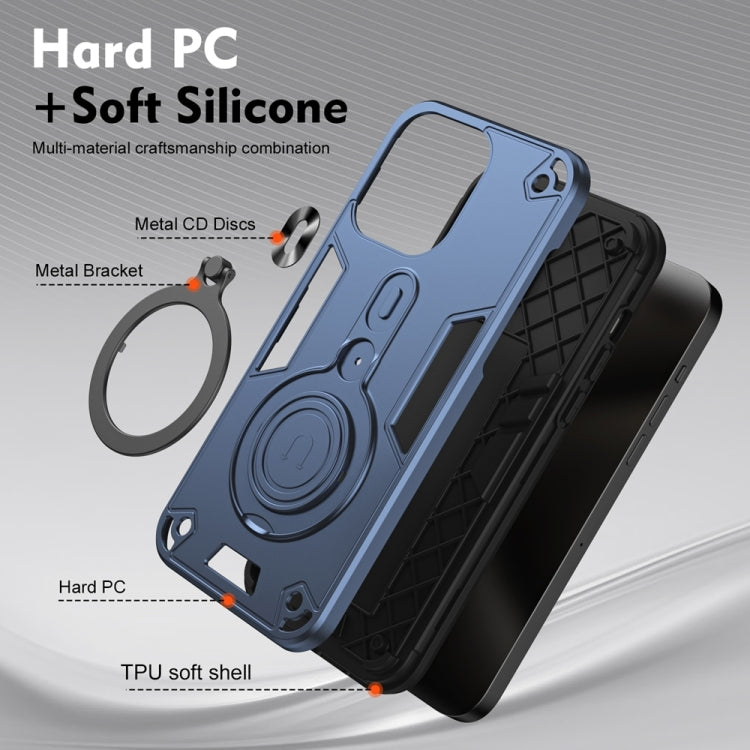 For Samsung Galaxy S25 Ultra 5G Metal Ring 360 Degree Rotating Holder PC Hybrid TPU Phone Case(Navy Blue) - Galaxy S25 Ultra 5G Cases by PMC TechLife | Online Shopping South Africa | PMC TechLife | Buy Now Pay Later Mobicred