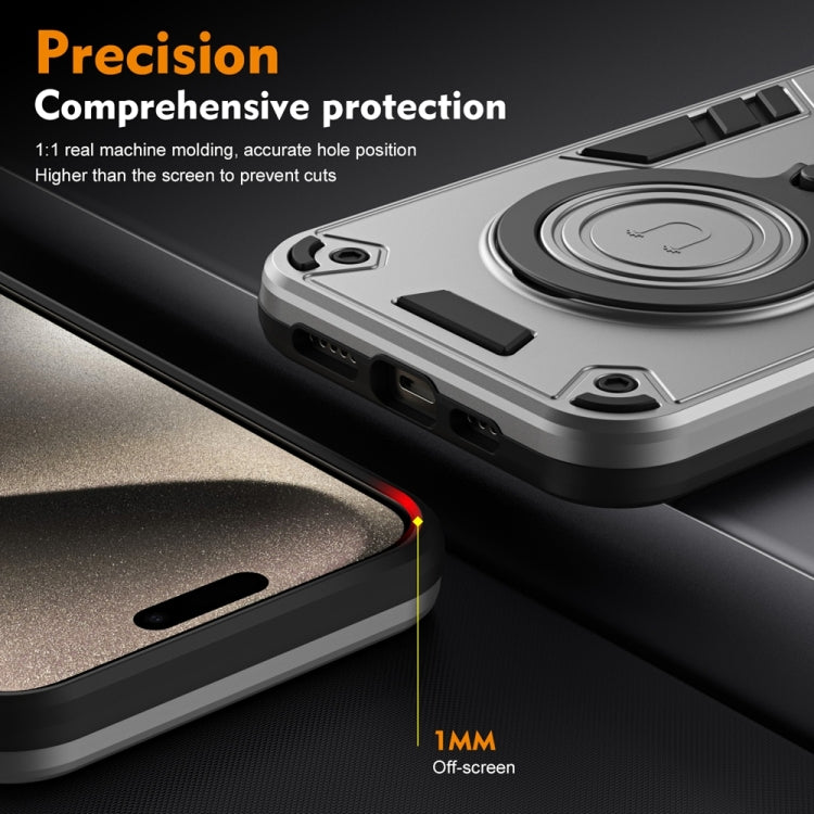 For Samsung Galaxy S25 Ultra 5G Metal Ring 360 Degree Rotating Holder PC Hybrid TPU Phone Case(Silver Grey) - Galaxy S25 Ultra 5G Cases by PMC TechLife | Online Shopping South Africa | PMC TechLife | Buy Now Pay Later Mobicred