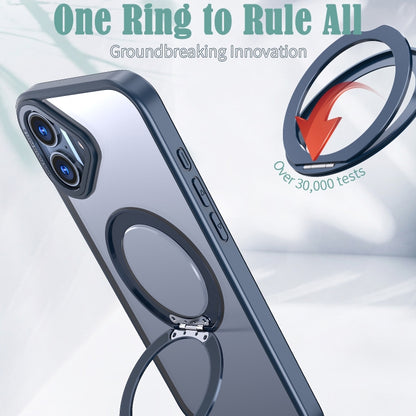 For iPhone 16 Plus Wing Series MagSafe Magnetic Ring Holder Phone Case(Blue) - iPhone 16 Plus Cases by PMC Jewellery | Online Shopping South Africa | PMC Jewellery | Buy Now Pay Later Mobicred