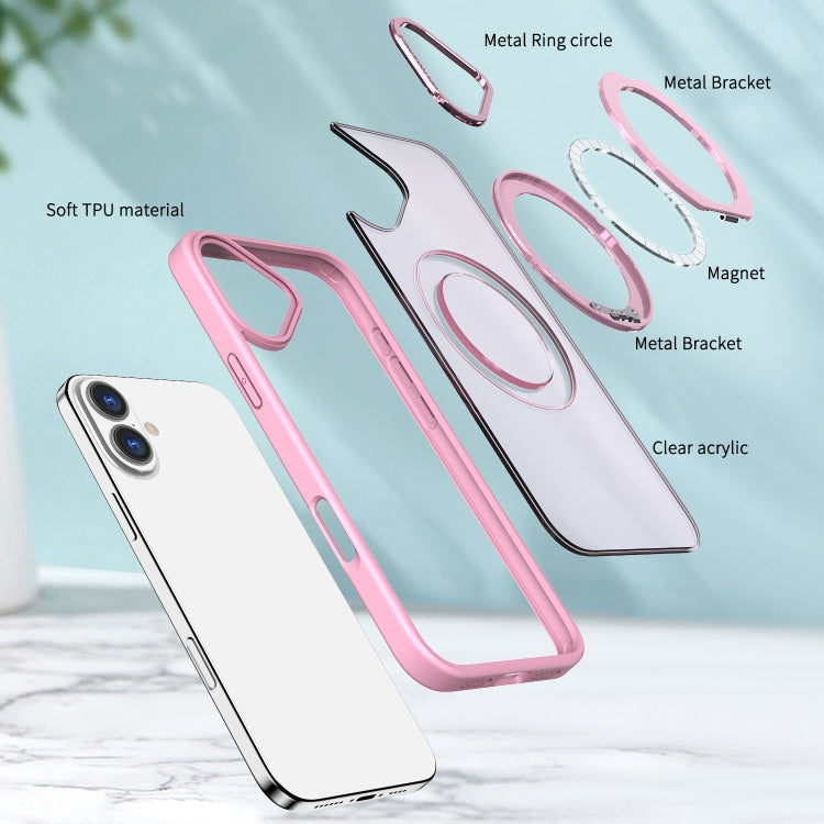 For iPhone 16 Wing Series MagSafe Magnetic Ring Holder Phone Case(Pink) - iPhone 16 Cases by PMC Jewellery | Online Shopping South Africa | PMC Jewellery | Buy Now Pay Later Mobicred