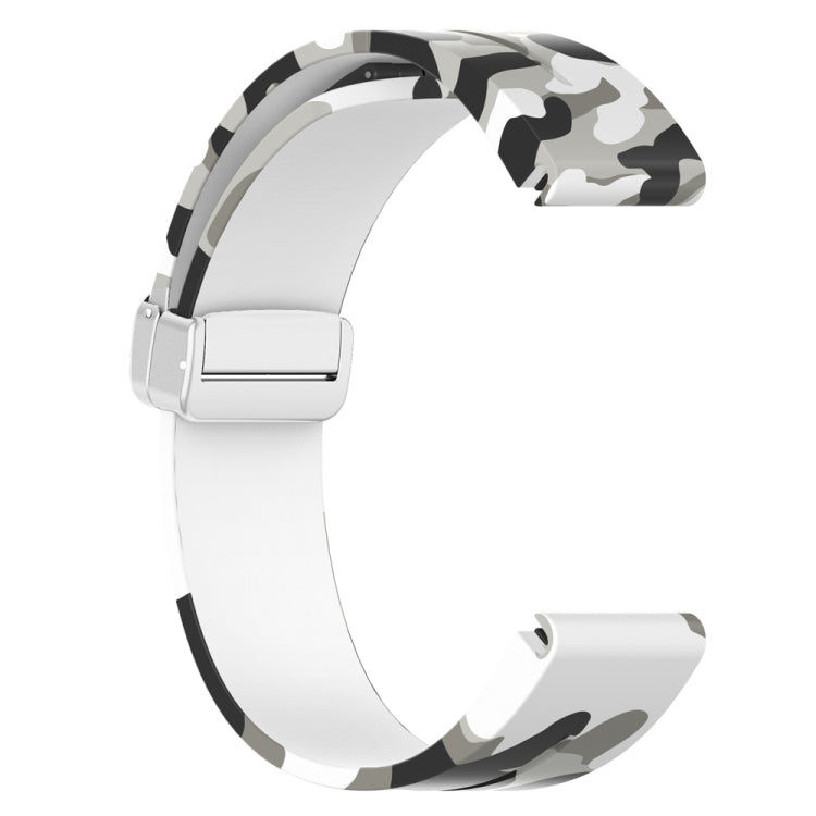 For Garmin Fenix 7S Magnetic Folding Silver Buckle Color Printed Silicone Watch Band(Camouflage White) - free shipping - PMC TechLife - Order now!