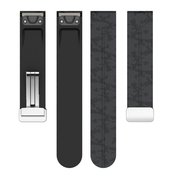 For Garmin Fenix 7S Magnetic Folding Silver Buckle Color Printed Silicone Watch Band(Camouflage Grey) - free shipping - PMC TechLife - Order now!