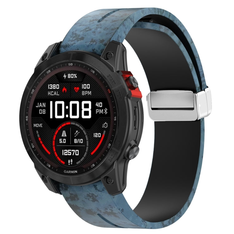 For Garmin Fenix 7 Magnetic Folding Silver Buckle Color Printed Silicone Watch Band(Mosaic) - free shipping - PMC TechLife - Order now!
