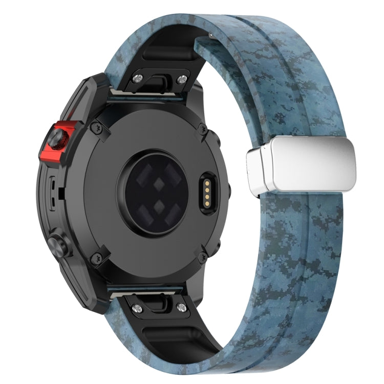 For Garmin Fenix 7 Magnetic Folding Silver Buckle Color Printed Silicone Watch Band(Mosaic) - free shipping - PMC TechLife - Order now!