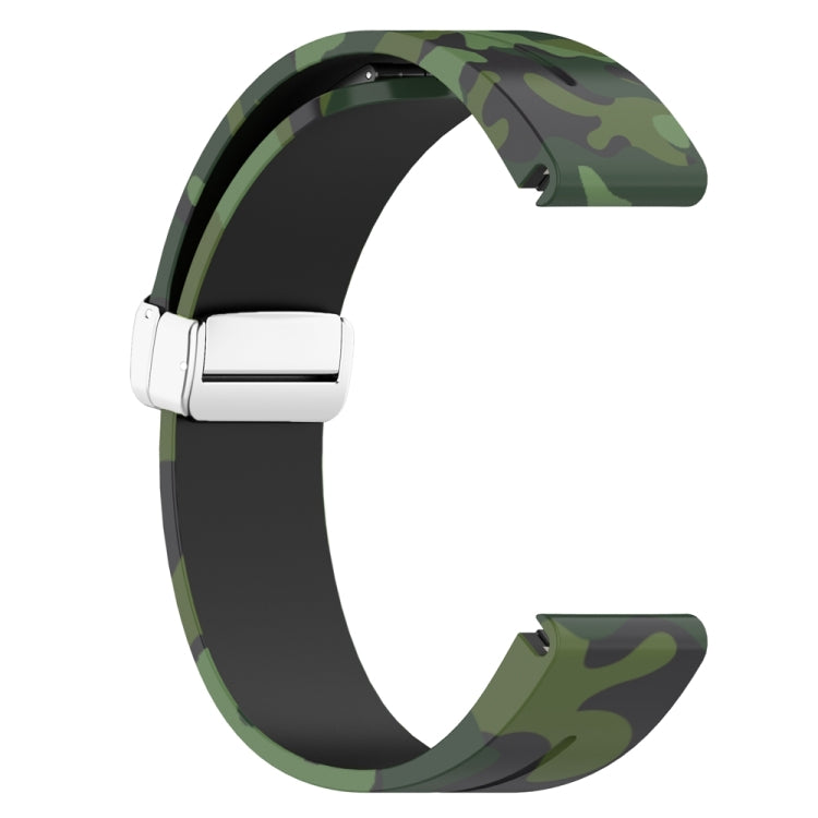 For Garmin Fenix 7 Magnetic Folding Silver Buckle Color Printed Silicone Watch Band(Camouflage Green) - free shipping - PMC TechLife - Order now!