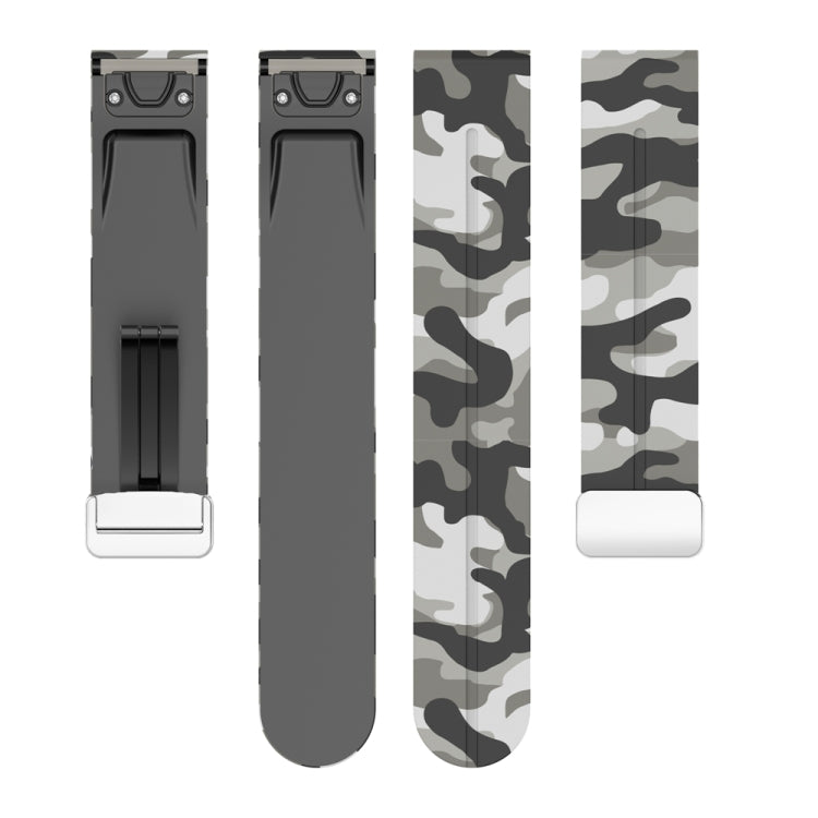 For Garmin Fenix 7X Magnetic Folding Silver Buckle Color Printed Silicone Watch Band(Camouflage White) - free shipping - PMC TechLife - Order now!