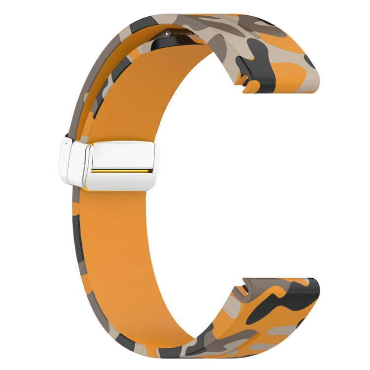 For Garmin Fenix 7X Magnetic Folding Silver Buckle Color Printed Silicone Watch Band(Camouflage Yellow) - free shipping - PMC TechLife - Order now!
