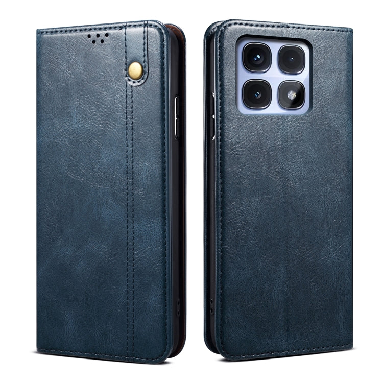 For Redmi K70 Ultra 5G Oil Wax Crazy Horse Texture Leather Phone Case(Blue) - Xiaomi Cases by PMC Jewellery | Online Shopping South Africa | PMC Jewellery | Buy Now Pay Later Mobicred