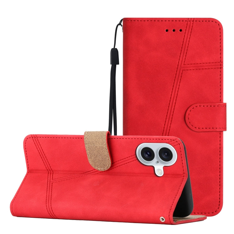 For iPhone 16 Skin-feel Stitching Leather Phone Case(Red) - iPhone 16 Cases by PMC Jewellery | Online Shopping South Africa | PMC Jewellery | Buy Now Pay Later Mobicred