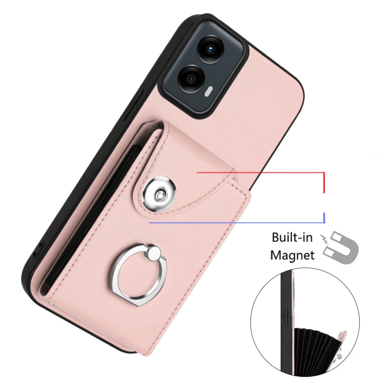 For Motorola Moto G 5G 2024 Organ Card Bag Ring Holder Phone Case(Pink) - Motorola Cases by PMC Jewellery | Online Shopping South Africa | PMC Jewellery | Buy Now Pay Later Mobicred