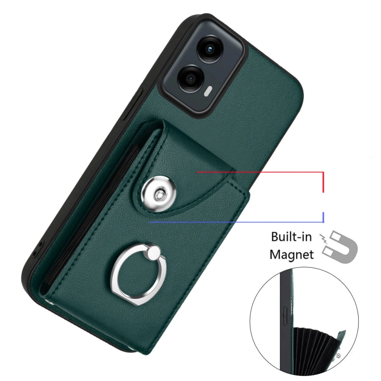 For Motorola Moto G 5G 2024 Organ Card Bag Ring Holder Phone Case(Green) - Motorola Cases by PMC Jewellery | Online Shopping South Africa | PMC Jewellery | Buy Now Pay Later Mobicred