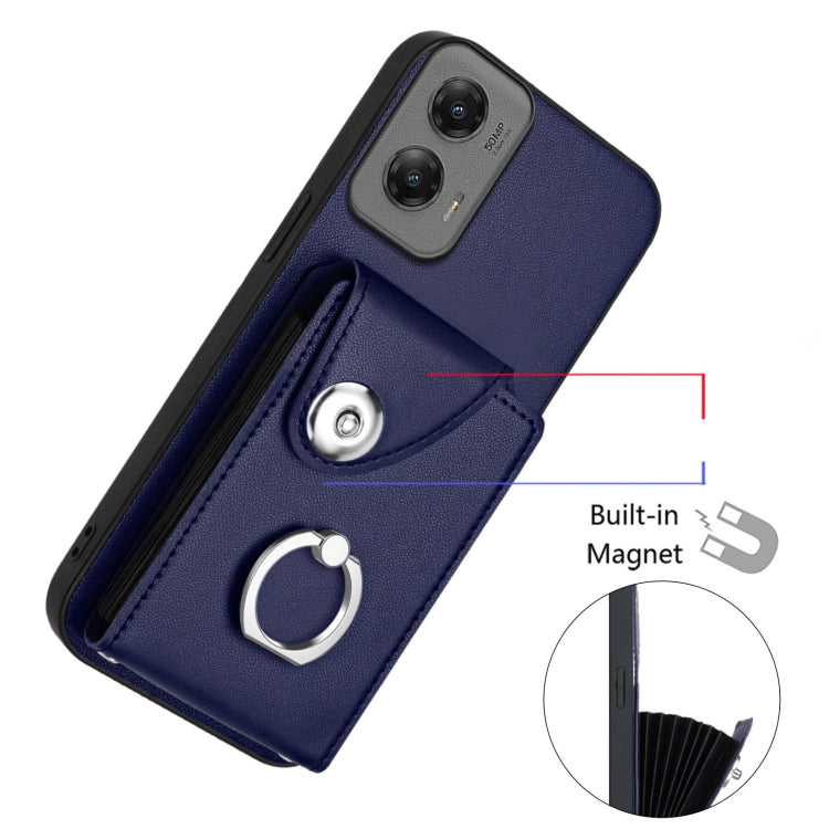 For Motorola Moto G Stylus 5G 2024 Organ Card Bag Ring Holder Phone Case(Blue) - Motorola Cases by PMC Jewellery | Online Shopping South Africa | PMC Jewellery | Buy Now Pay Later Mobicred
