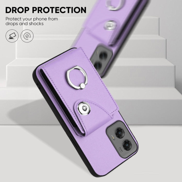 For Motorola Moto G Stylus 5G 2024 Organ Card Bag Ring Holder Phone Case(Purple) - Motorola Cases by PMC Jewellery | Online Shopping South Africa | PMC Jewellery | Buy Now Pay Later Mobicred