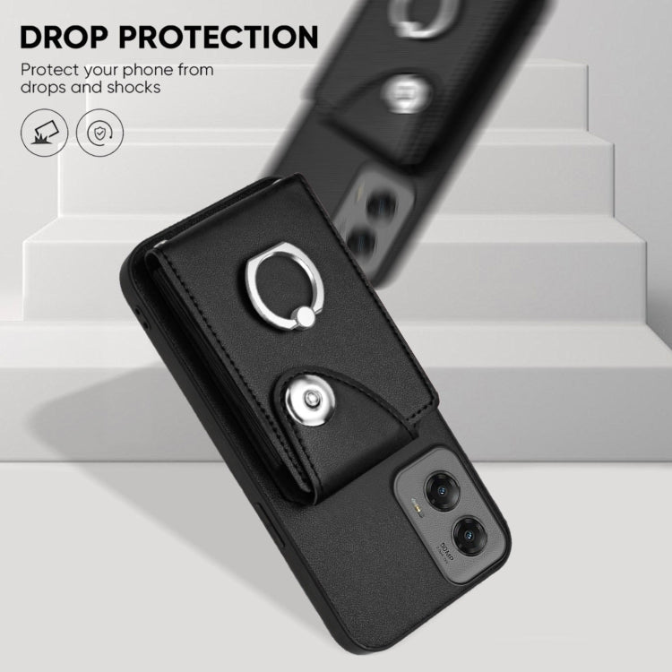 For Motorola Moto G Stylus 5G 2024 Organ Card Bag Ring Holder Phone Case(Black) - Motorola Cases by PMC Jewellery | Online Shopping South Africa | PMC Jewellery | Buy Now Pay Later Mobicred