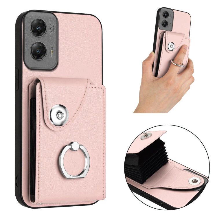 For Motorola Moto G Stylus 5G 2024 Organ Card Bag Ring Holder Phone Case(Pink) - Motorola Cases by PMC Jewellery | Online Shopping South Africa | PMC Jewellery | Buy Now Pay Later Mobicred