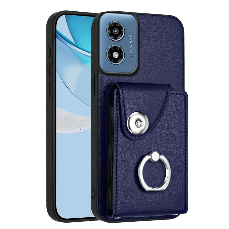 For Motorola Moto G Play 2024 5G Organ Card Bag Ring Holder Phone Case(Blue) - Motorola Cases by PMC Jewellery | Online Shopping South Africa | PMC Jewellery | Buy Now Pay Later Mobicred