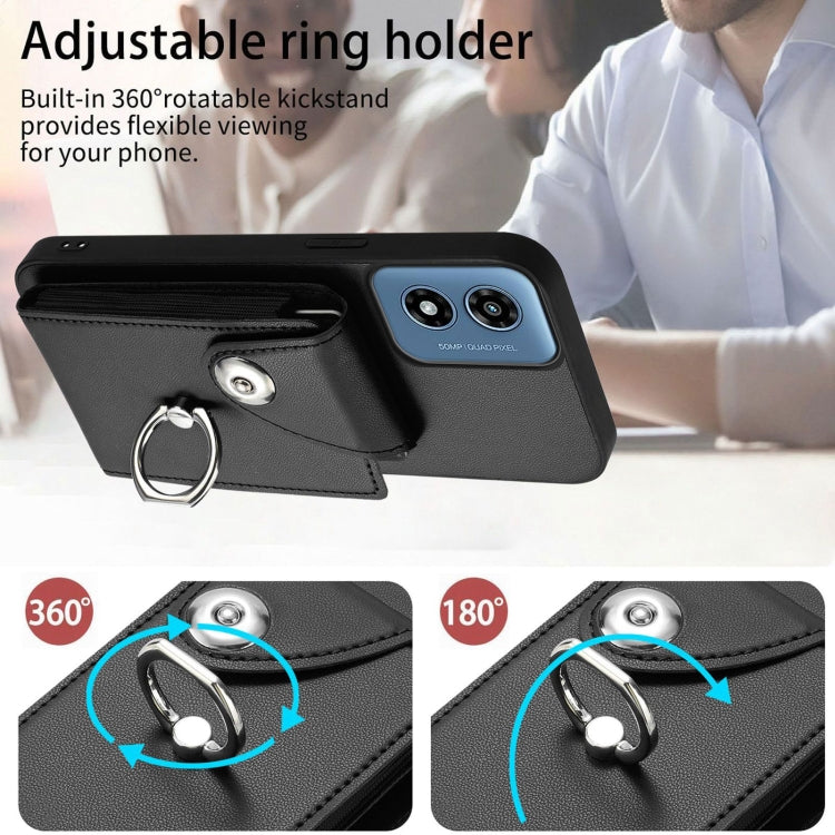 For Motorola Moto G Play 2024 5G Organ Card Bag Ring Holder Phone Case(Black) - Motorola Cases by PMC Jewellery | Online Shopping South Africa | PMC Jewellery | Buy Now Pay Later Mobicred