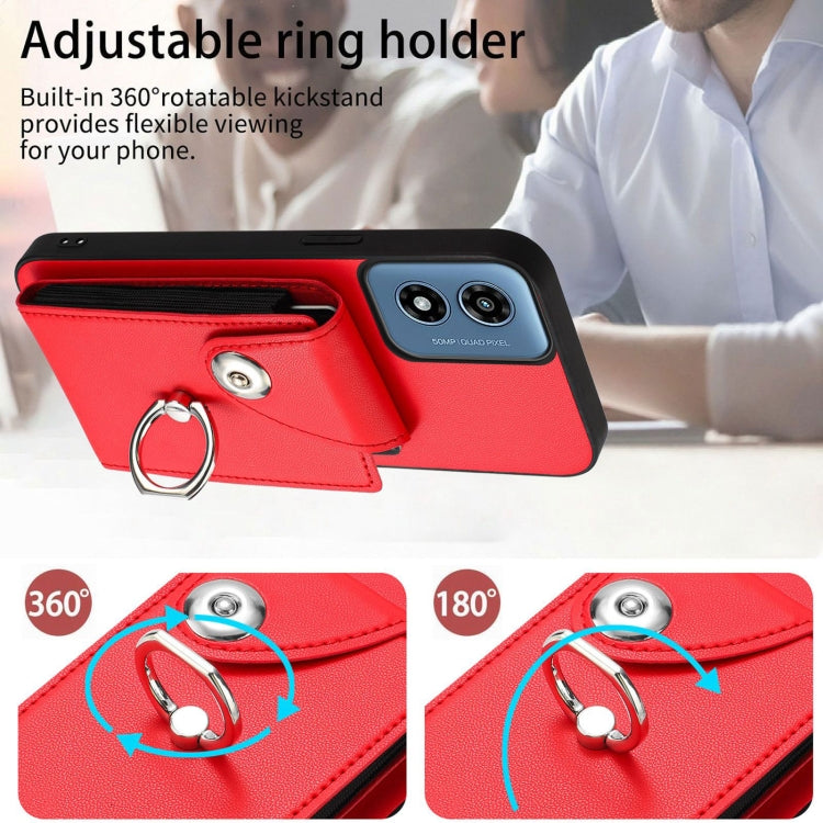 For Motorola Moto G Play 2024 5G Organ Card Bag Ring Holder Phone Case(Red) - Motorola Cases by PMC Jewellery | Online Shopping South Africa | PMC Jewellery | Buy Now Pay Later Mobicred