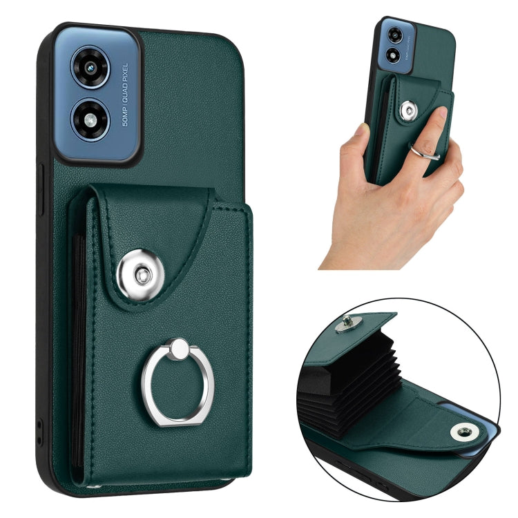 For Motorola Moto G Play 2024 5G Organ Card Bag Ring Holder Phone Case(Green) - Motorola Cases by PMC Jewellery | Online Shopping South Africa | PMC Jewellery | Buy Now Pay Later Mobicred