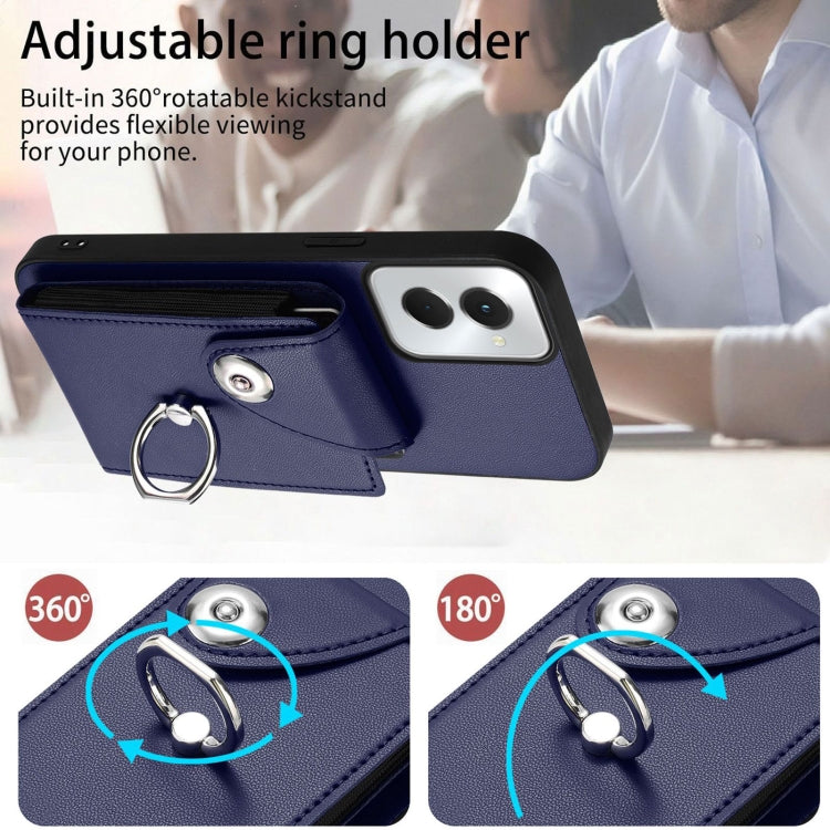 For Motorola Moto G Power 2024 5G Organ Card Bag Ring Holder Phone Case(Blue) - Motorola Cases by PMC Jewellery | Online Shopping South Africa | PMC Jewellery | Buy Now Pay Later Mobicred