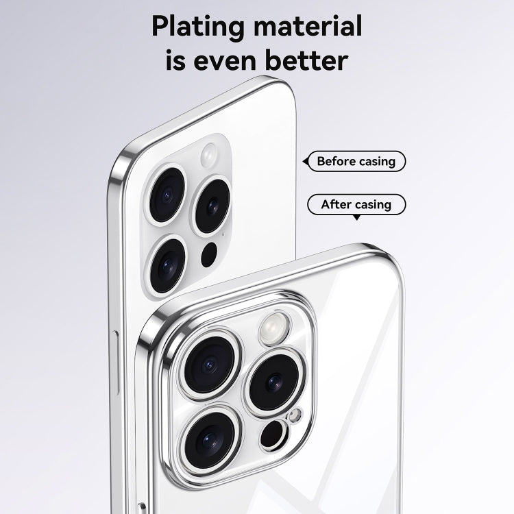 For iPhone 16 SULADA  Electroplated Clear TPU Soft Frame Phone Case with Wrist Strap(Silver) - iPhone 16 Cases by SULADA | Online Shopping South Africa | PMC Jewellery | Buy Now Pay Later Mobicred