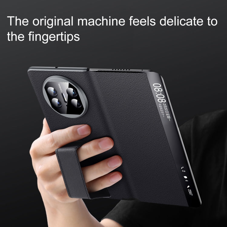 For Huawei Mate X5 / X3 SULADA Smart Series Wristband Holder Smart View Window Genuine Leather Phone Case(Black) - free shipping - PMC TechLife - Order now!