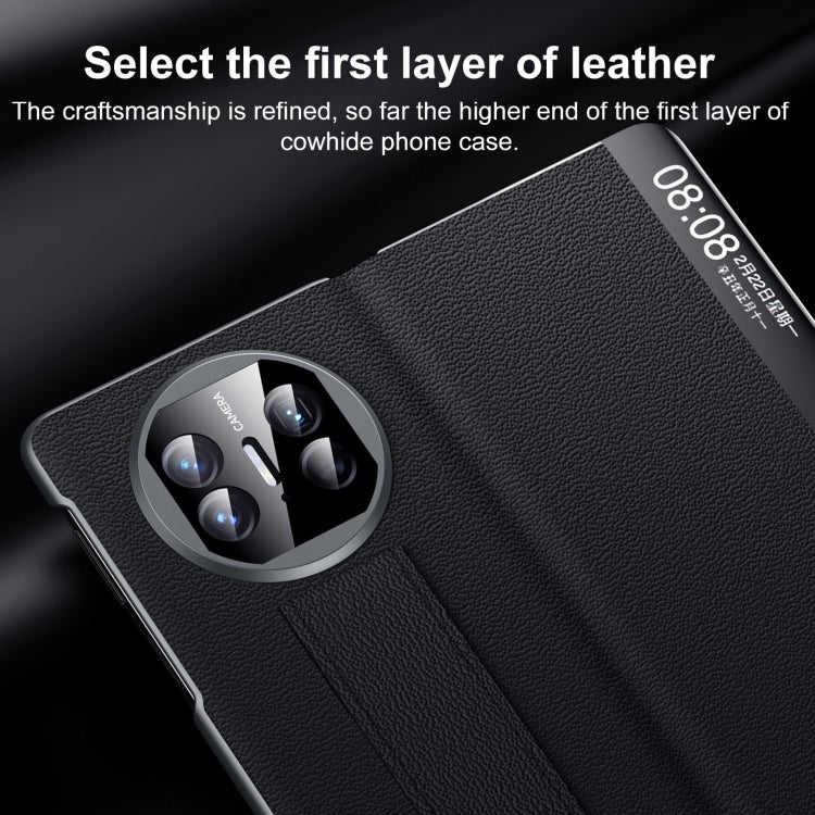 For Huawei Mate X5 / X3 SULADA Smart Series Wristband Holder Smart View Window Genuine Leather Phone Case(Brown) - free shipping - PMC TechLife - Order now!