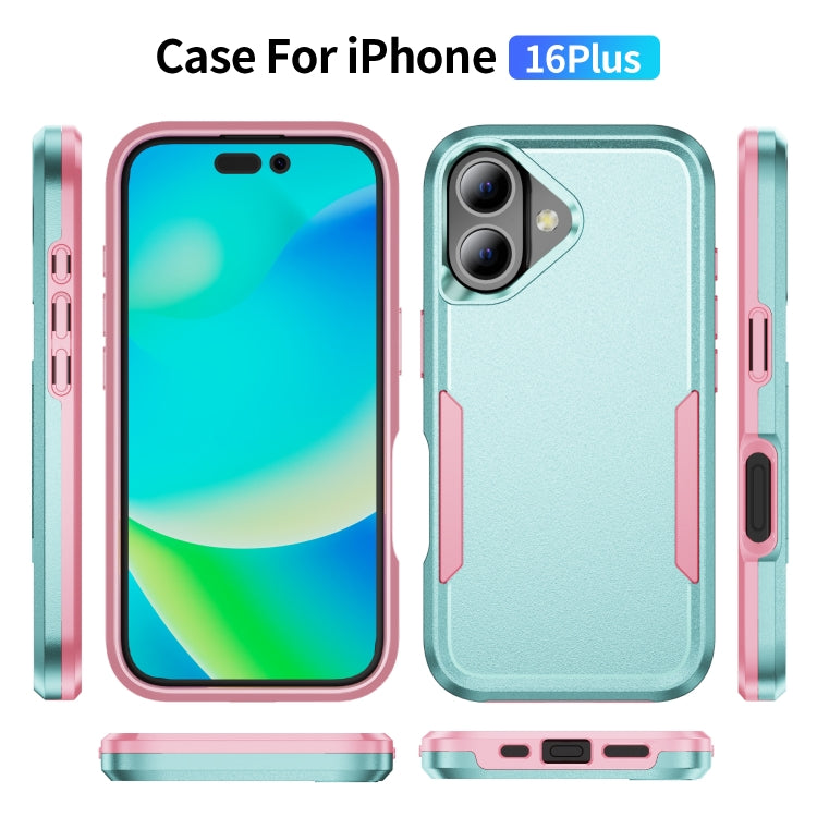 For iPhone 16 Plus Pioneer Armor Heavy Duty PC + TPU Phone Case(Green+Pink) - iPhone 16 Plus Cases by PMC Jewellery | Online Shopping South Africa | PMC Jewellery | Buy Now Pay Later Mobicred