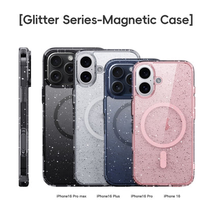 For iPhone 16 Glitter Powder MagSafe Magnetic Phone Case(Transparent Black) - iPhone 16 Cases by PMC Jewellery | Online Shopping South Africa | PMC Jewellery | Buy Now Pay Later Mobicred