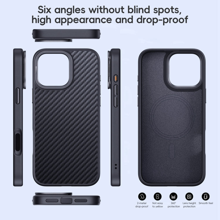 For iPhone 16 Pro Carbon Fiber Kevlar Lens Holder MagSafe Magnetic Phone Case(Black) - iPhone 16 Pro Cases by PMC Jewellery | Online Shopping South Africa | PMC Jewellery | Buy Now Pay Later Mobicred