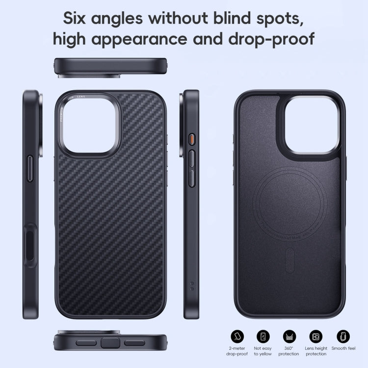 For iPhone 16 Carbon Fiber Kevlar MagSafe Magnetic Phone Case(Black) - iPhone 16 Cases by PMC Jewellery | Online Shopping South Africa | PMC Jewellery | Buy Now Pay Later Mobicred