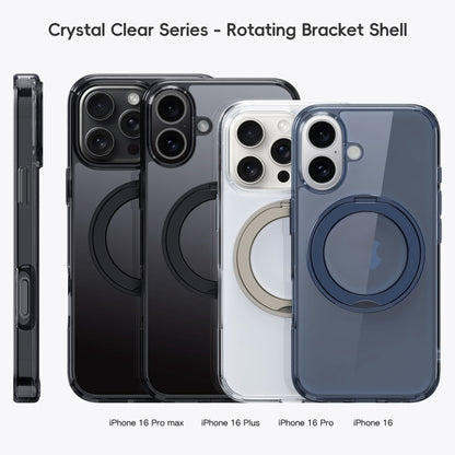 For iPhone 16 Plus Crystal Clear MagSafe Magnetic Holder Phone Case(Transparent Black) - iPhone 16 Plus Cases by PMC Jewellery | Online Shopping South Africa | PMC Jewellery | Buy Now Pay Later Mobicred