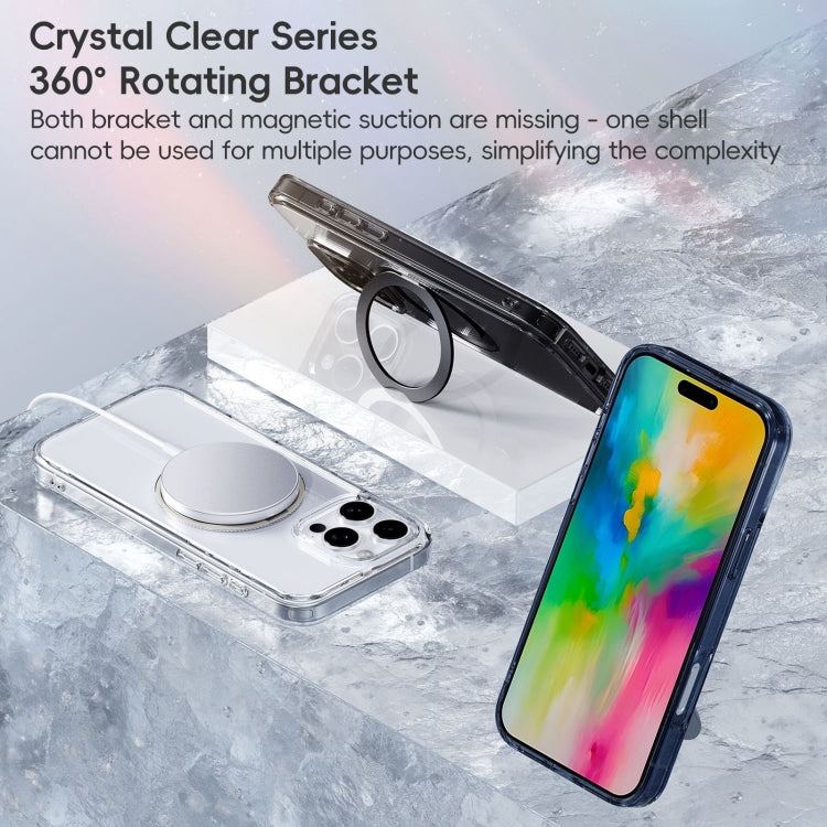 For iPhone 16 Pro Crystal Clear MagSafe Magnetic Holder Phone Case(Transparent Titanium Blue) - iPhone 16 Pro Cases by PMC Jewellery | Online Shopping South Africa | PMC Jewellery | Buy Now Pay Later Mobicred