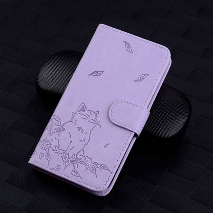 For Redmi K70 Ultra Cute Cat Embossed Leather Phone Case(Purple) - Xiaomi Cases by PMC Jewellery | Online Shopping South Africa | PMC Jewellery | Buy Now Pay Later Mobicred