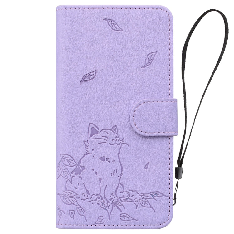 For Redmi K70 Ultra Cute Cat Embossed Leather Phone Case(Purple) - Xiaomi Cases by PMC Jewellery | Online Shopping South Africa | PMC Jewellery | Buy Now Pay Later Mobicred