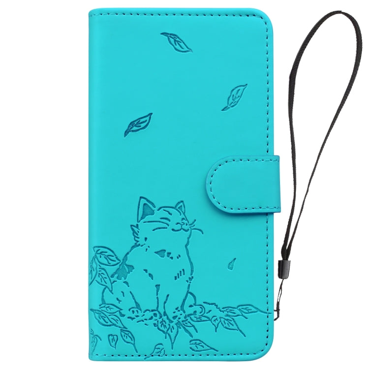 For Redmi K70 Ultra Cute Cat Embossed Leather Phone Case(Lake Blue) - Xiaomi Cases by PMC Jewellery | Online Shopping South Africa | PMC Jewellery | Buy Now Pay Later Mobicred