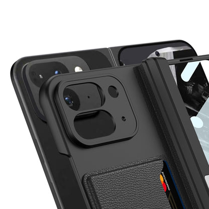 For Google Pixel 9 Pro Fold GKK Integrated Fold Hinge Card Slot Phone Case with Holder(Black) - Google Cases by GKK | Online Shopping South Africa | PMC Jewellery | Buy Now Pay Later Mobicred