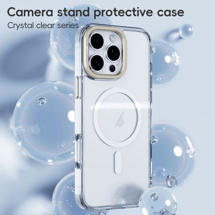 For iPhone 16 Pro Max Mirror Crystal Clear Lens Holder MagSafe Magnetic Phone Case(Transparent Grey) - iPhone 16 Pro Max Cases by PMC Jewellery | Online Shopping South Africa | PMC Jewellery | Buy Now Pay Later Mobicred