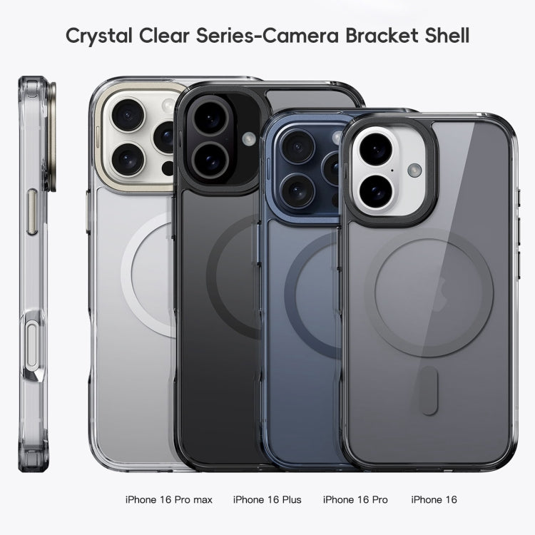 For iPhone 16 Pro Mirror Crystal Clear Lens Holder MagSafe Magnetic Phone Case(Transparent Grey) - iPhone 16 Pro Cases by PMC Jewellery | Online Shopping South Africa | PMC Jewellery | Buy Now Pay Later Mobicred