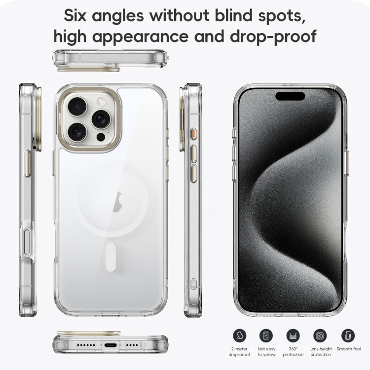 For iPhone 16 Mirror Crystal Clear Lens Holder MagSafe Magnetic Phone Case(Transparent Grey) - iPhone 16 Cases by PMC Jewellery | Online Shopping South Africa | PMC Jewellery | Buy Now Pay Later Mobicred