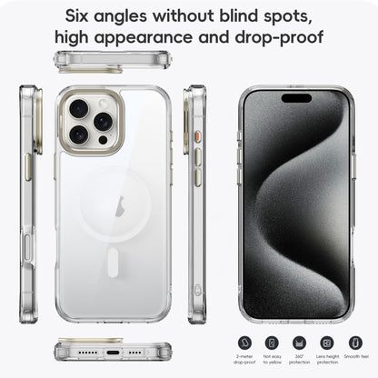 For iPhone 16 Pro Max Frosted Crystal Clear Lens Holder MagSafe Magnetic Phone Case(Transparent Titanium Blue) - iPhone 16 Pro Max Cases by PMC Jewellery | Online Shopping South Africa | PMC Jewellery | Buy Now Pay Later Mobicred