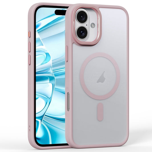 For iPhone 16 Plus Frosted Lens Holder MagSafe Magnetic Phone Case(Pink) - iPhone 16 Plus Cases by PMC Jewellery | Online Shopping South Africa | PMC Jewellery | Buy Now Pay Later Mobicred