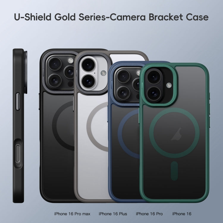 For iPhone 16 Plus Frosted Lens Holder MagSafe Magnetic Phone Case(Titanium Rose Gold) - free shipping - PMC Jewellery - Order now!