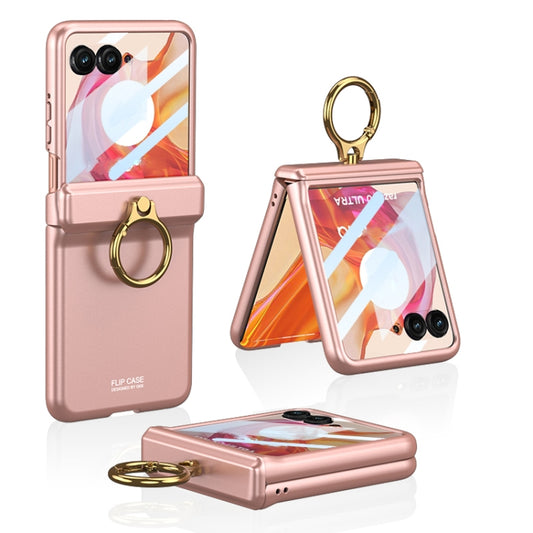 For Motorola Razr 50 Ultra GKK Integrated Magnetic Hinged Flip Case with Ring Holder(Pink) - Motorola Cases by GKK | Online Shopping South Africa | PMC Jewellery | Buy Now Pay Later Mobicred