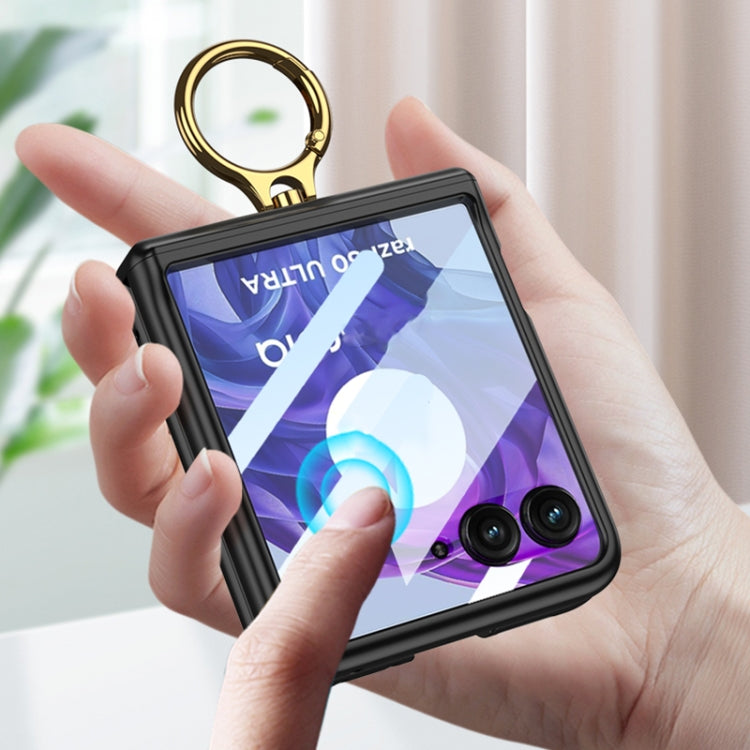 For Motorola Razr 50 Ultra GKK Integrated Magnetic Hinged Flip Case with Ring Holder(Black) - free shipping - PMC Jewellery - Order now!