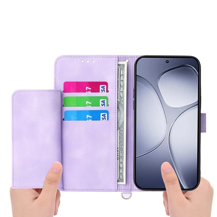 For Redmi K70 Ultra Skin Feel Flowers Embossed Wallet Leather Phone Case(Purple) - free shipping - PMC Jewellery - Order now!